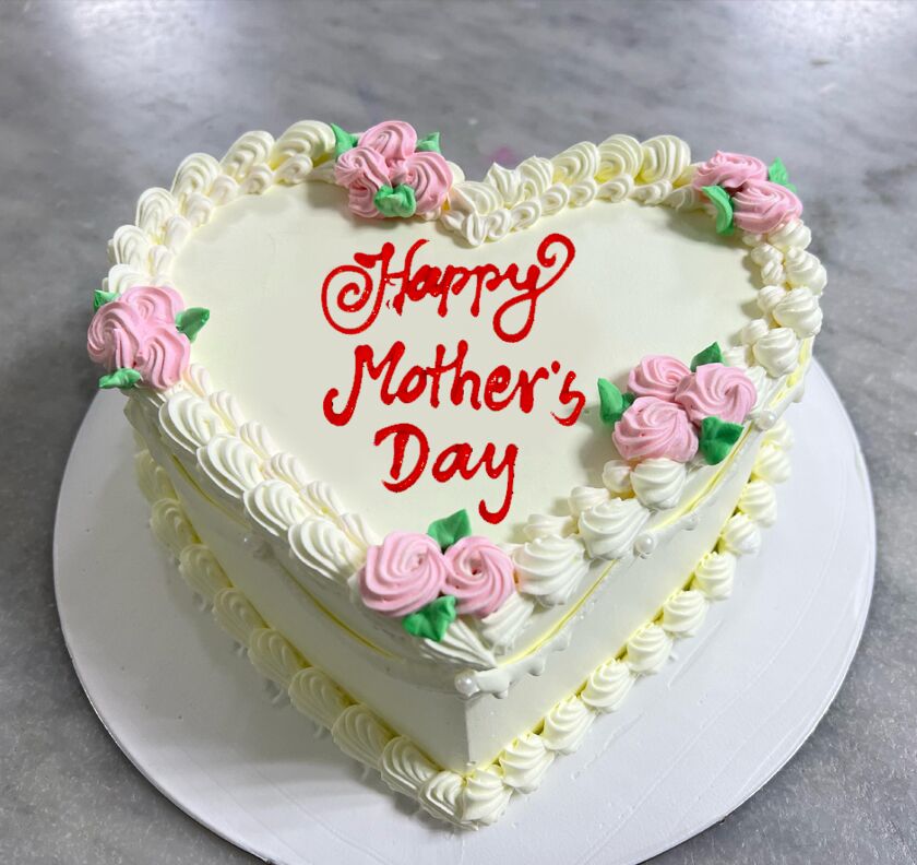 Butterscotch Cake in Heart shape for Mothers Day